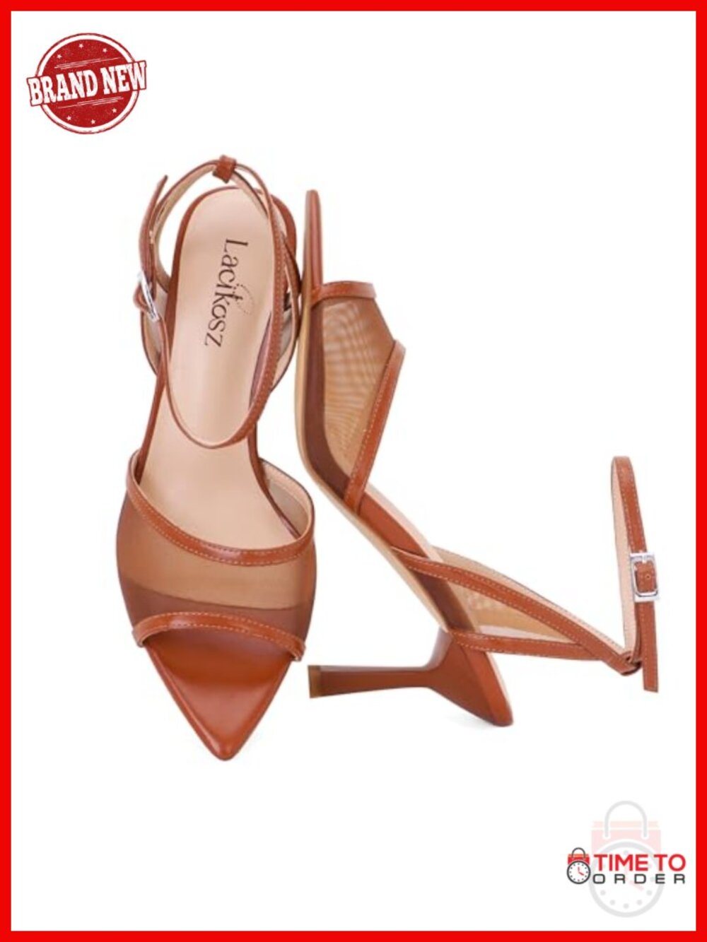 Women's Strappy Heeled Sandals Faux Leather Mesh 3 Inch Open Toe